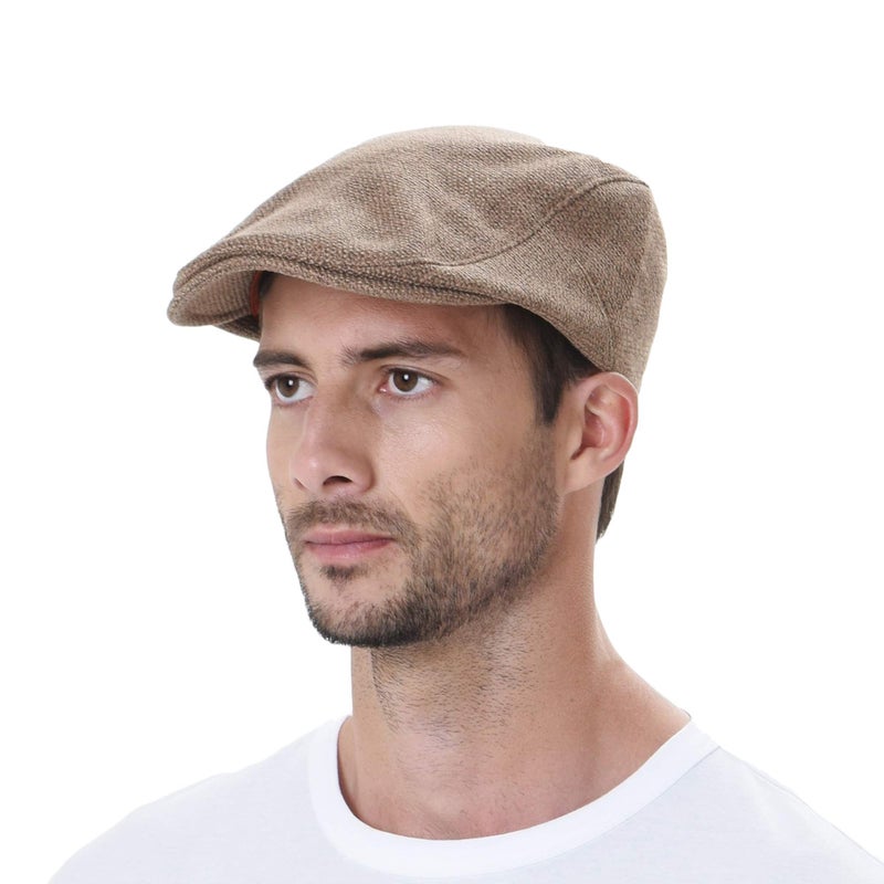 WITHMOONS Ivy Cap Straw Weave Linen-Like Cotton Cabbie Newsboy Hat MZ30038 (Brown) - Image 1